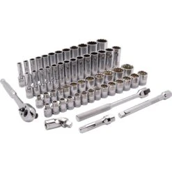 Dynamic 3/8" Drive 57pc 12-Point Standard/Deep SAE/Metric Socket Set, 1/4" - 1", 6mm - 19mm
