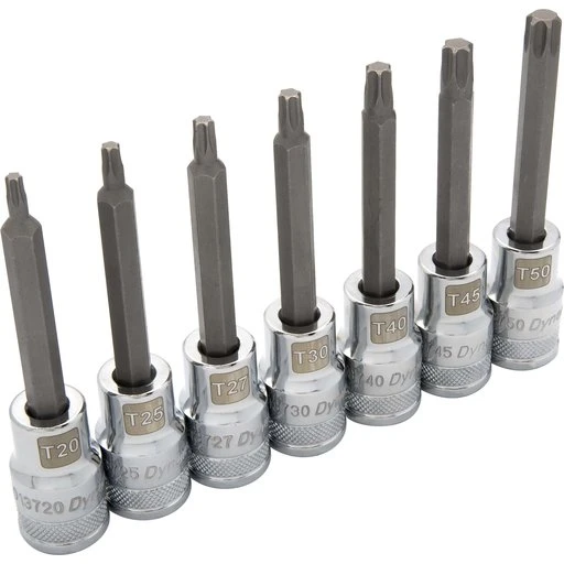 Dynamic 1/2" Drive 7pc Long Torx® Socket Set, T20 - T50 1 Dynamic 1/2" Drive 7pc Long Torx® Socket Set, T20 - T50