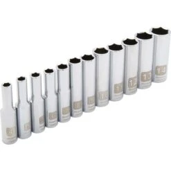Dynamic 1/4" Drive 12pc 6-Point Deep Metric Socket Set, 4mm - 14mm