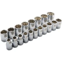 Dynamic 1/2" Drive 19pc 12-Point Standard Metric Socket Set, 10mm - 28mm