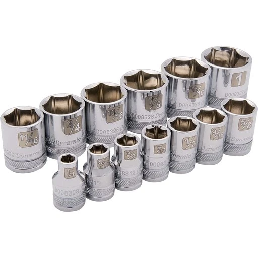 Dynamic 3/8" Drive 13pc 6-Point Standard SAE Socket Set, 1/4" - 1" 1 Dynamic 3/8" Drive 13pc 6-Point Standard SAE Socket Set, 1/4" - 1"