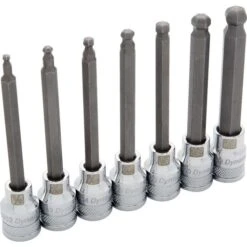 Dynamic 3/8" Drive 7pc SAE Long Ball Nose Hex Socket Set, 1/8" - 3/8"