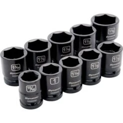 Dynamic 3/4" Drive 10pc 6-Point Standard Impact SAE Socket Set, 15/16" - 1-5/8"