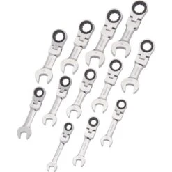 Dynamic Ratcheting Wrench Set, 12pc, Metric, Stubby Flex Head Combination 8mm - 19mm
