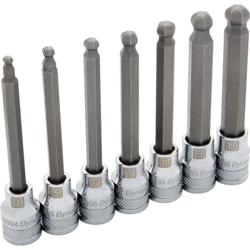 Dynamic 3/8" Drive 7pc Metric Long Ball Nose Hex Socket Set, 4mm - 10mm 1 Dynamic 3/8" Drive 7pc Metric Long Ball Nose Hex Socket Set, 4mm - 10mm
