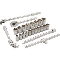 Dynamic 1/2" Drive 25pc 6-Point Standard Metric Socket Set, 10mm - 28mm