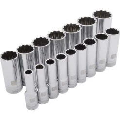 Dynamic 1/2" Drive 16pc 12-Point Deep SAE Socket Set, 3/8" - 1-5/16"