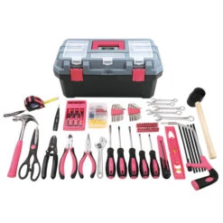 170 Pc Household Tool Kit With Tool Box Pink