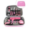 63 Piece Household Tool Kit In Zippered Case - Pink