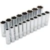 Dynamic 1/2" Drive 19pc 6-Point Deep Metric Socket Set, 10mm - 28mm