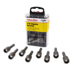 5/16" Magnetic Nut Setter, 1-3/4" L, 8-Pack Interlocking Box