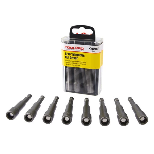 5/16" Magnetic Nut Setter, 2-9/16" L, 8-Pack Interlocking Box - Image 2