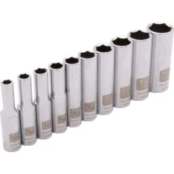 Dynamic 1/4" Drive 10pc 6-Point Deep SAE Socket Set, 3/16" - 9/16"