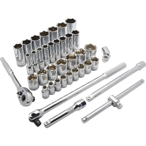Dynamic 1/2" Drive 38pc 6-Point Standard/Deep SAE Socket Set, 3/8" - 1-5/16" 1 Dynamic 1/2" Drive 38pc 6-Point Standard/Deep SAE Socket Set, 3/8" - 1-5/16"
