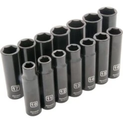 Dynamic 1/2" Drive 14pc 6-Point Deep Impact Metric Socket Set, 10mm - 23mm