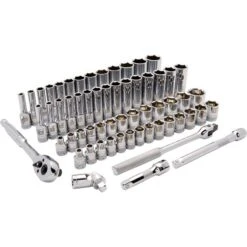 Dynamic 3/8" Drive 60pc 6-Point Standard/Deep SAE/Metric Socket Set, 1/4" - 1", 6mm - 20mm