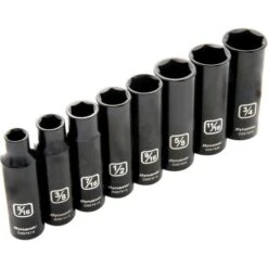 Dynamic 3/8" Drive 8pc 6-Point SAE Deep Impact Socket Set, 5/16" - 3/4"