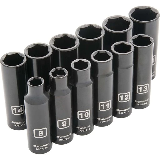 Dynamic 3/8" Drive 12pc 6-Point Metric Deep Impact Socket Set, 8mm - 19mm 1 Dynamic 3/8" Drive 12pc 6-Point Metric Deep Impact Socket Set, 8mm - 19mm