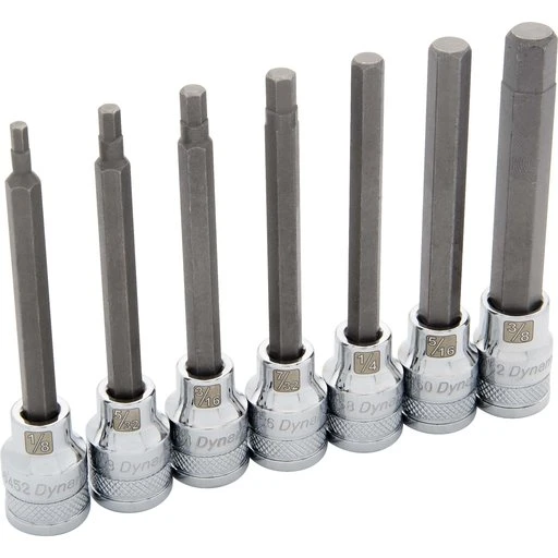 Dynamic 3/8" Drive 7pc SAE Long Hex Socket Set, 1/8" - 3/8"